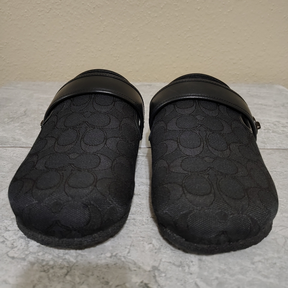 Coach Signature Canvas Mule Slides Black Slip On Slippers Women’s Size 10 - Picture 3 of 8